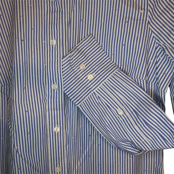 Rhinestone Embellished Strioed Perfect Shirt - Picture 9 of 16